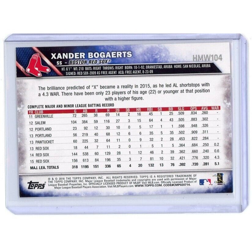 2016 Boston Red Sox Xander Bogaerts Topps Holiday #HMW104