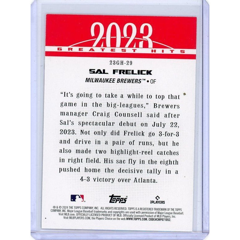 2024 Milwaukee Brewers Sal Frelick Topps #23GH-29