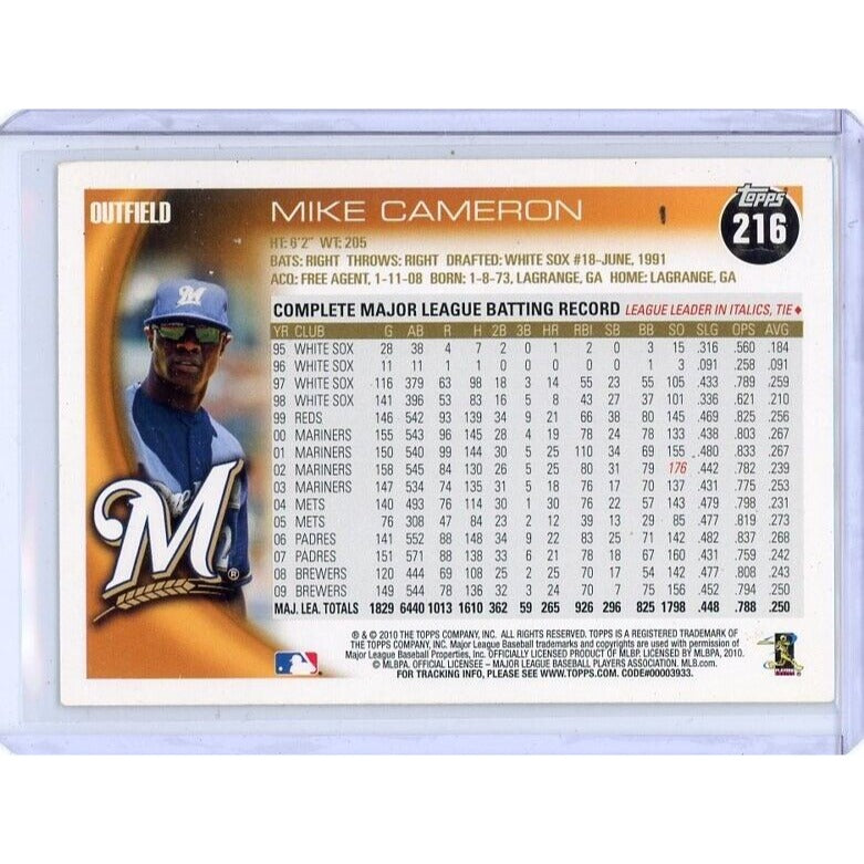 2010 Milwaukee Brewers Mike Cameron Topps #216