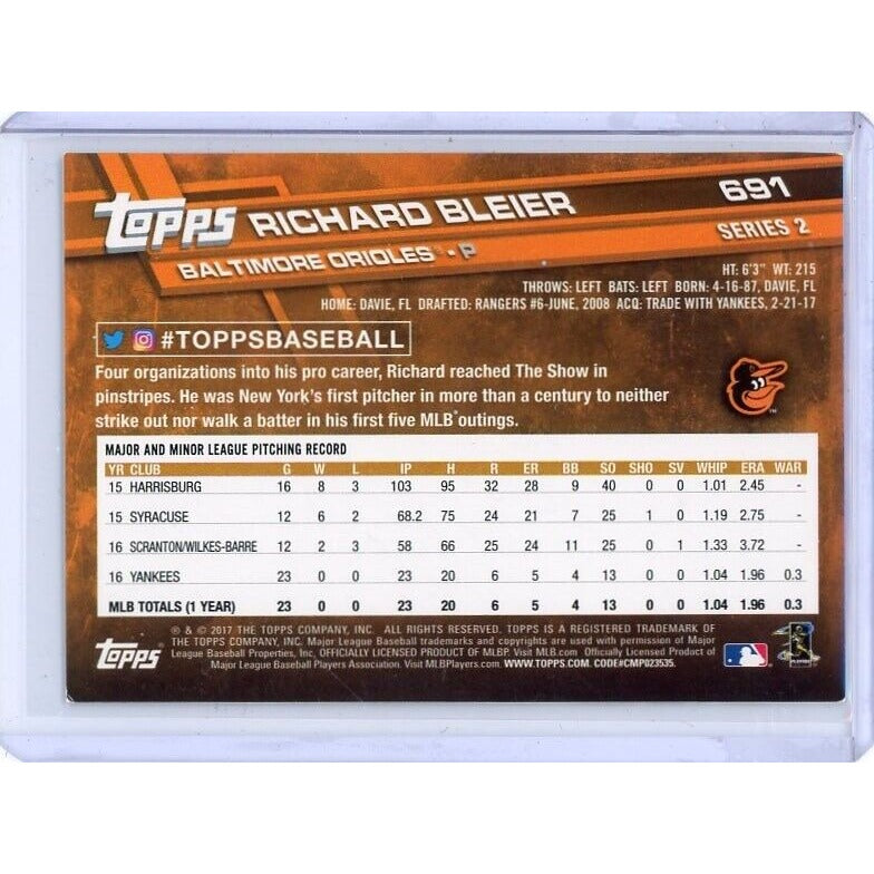 2017 Baltimore Orioles Richard Bleier Topps #691