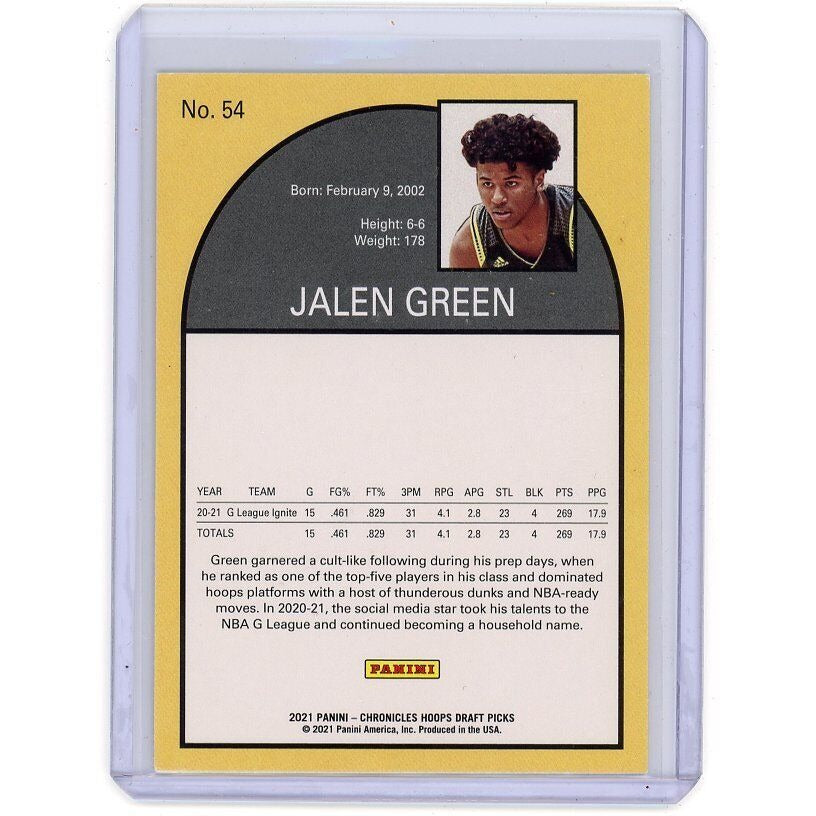 2021 G-League Ignite Jalen Green  Panini Chronicles Draft Picks #54