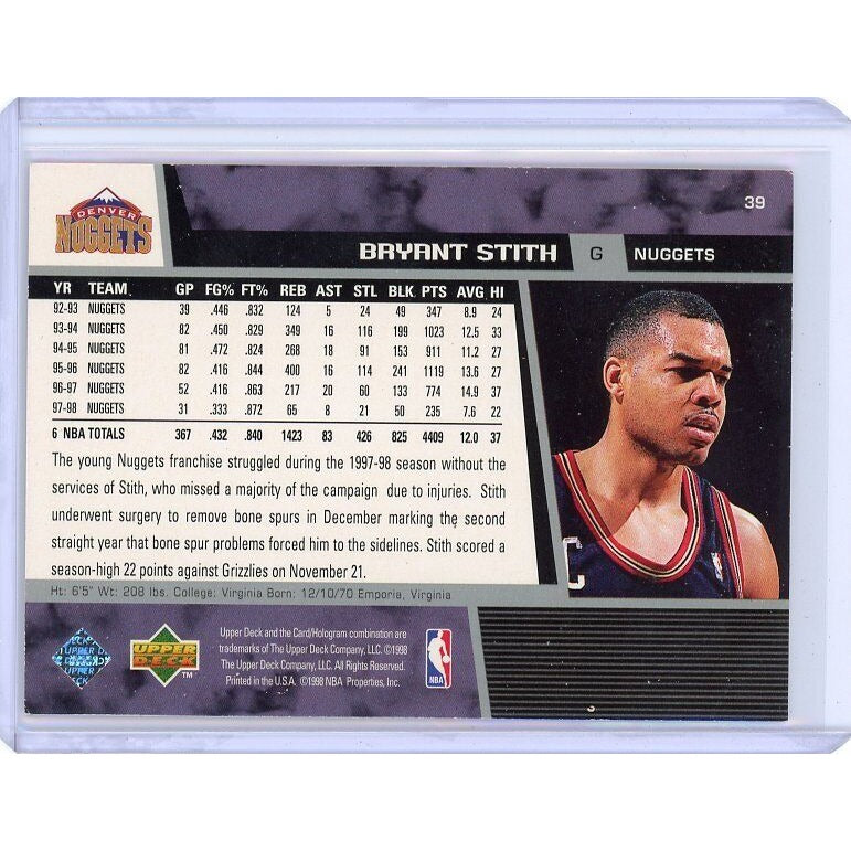 1998-99 Denver Nuggets Bryant Stith Upper Deck #39