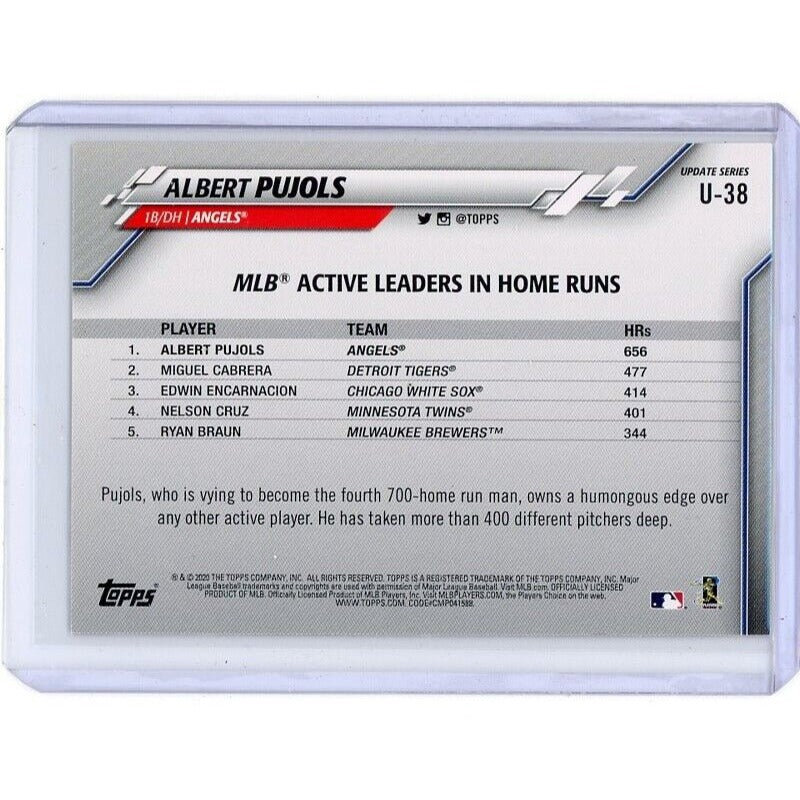 2020 Los Angeles Angels Albert Pujols Topps Update #U-38