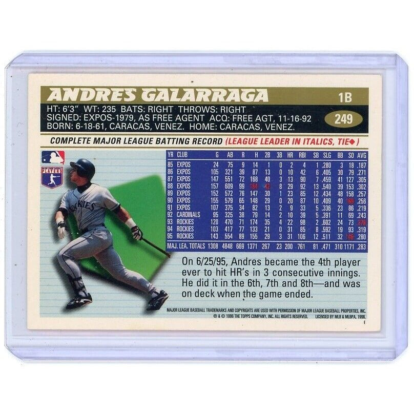 1996 Colorado Rockies Andres Galarraga Topps #249