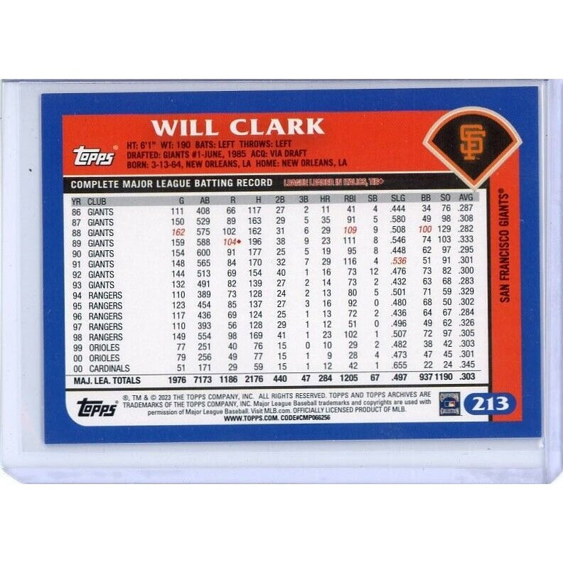 2023 San Francisco Giants Will Clark Topps Archives #213