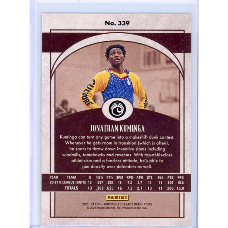 2021 Golden State Warriors Jonathan Kuminga Panini Chronicles Draft Picks #339