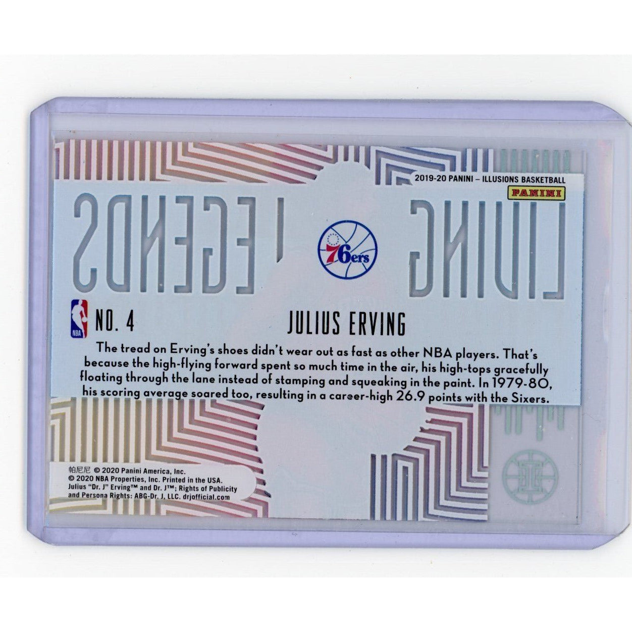 2019-20 Julius Erving Panini Illusions #4 Living Legends Blue