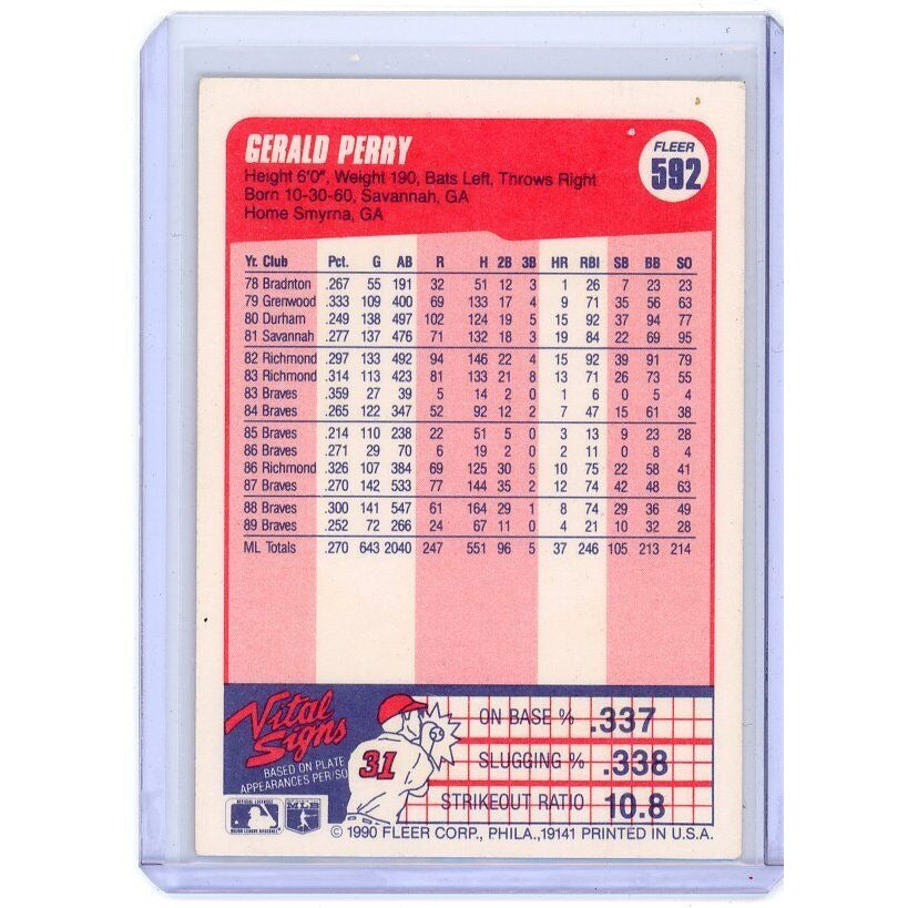 1990 Atlanta Braves Gerald Perry Fleer Canadian #592