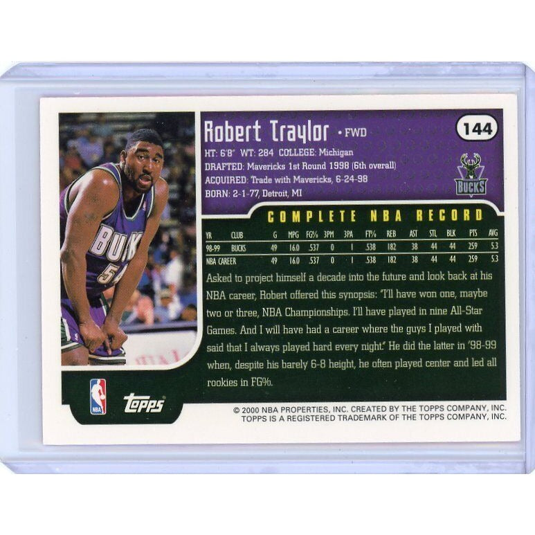 1999-00 Milwaukee Bucks Robert Traylor Topps #144