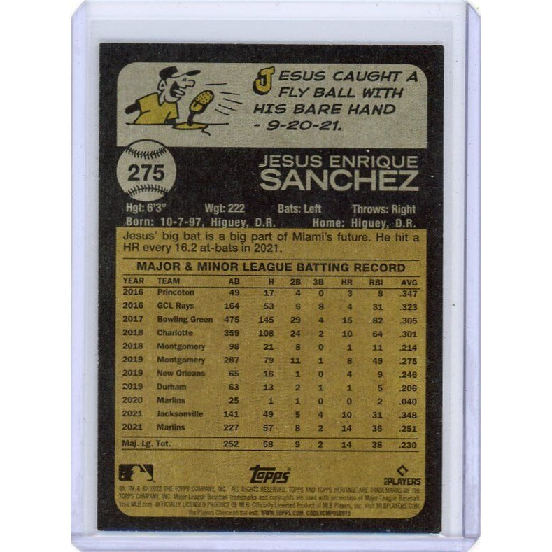 2022 Miami Marlins Jesus Sanchez Topps Heritage #275