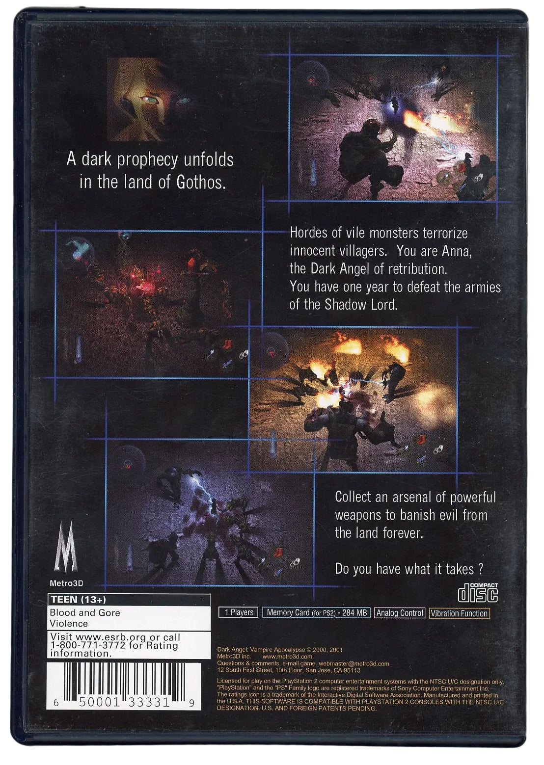 Playstation 2: Dark Angel: Vampire Apocolypse-(CIB)