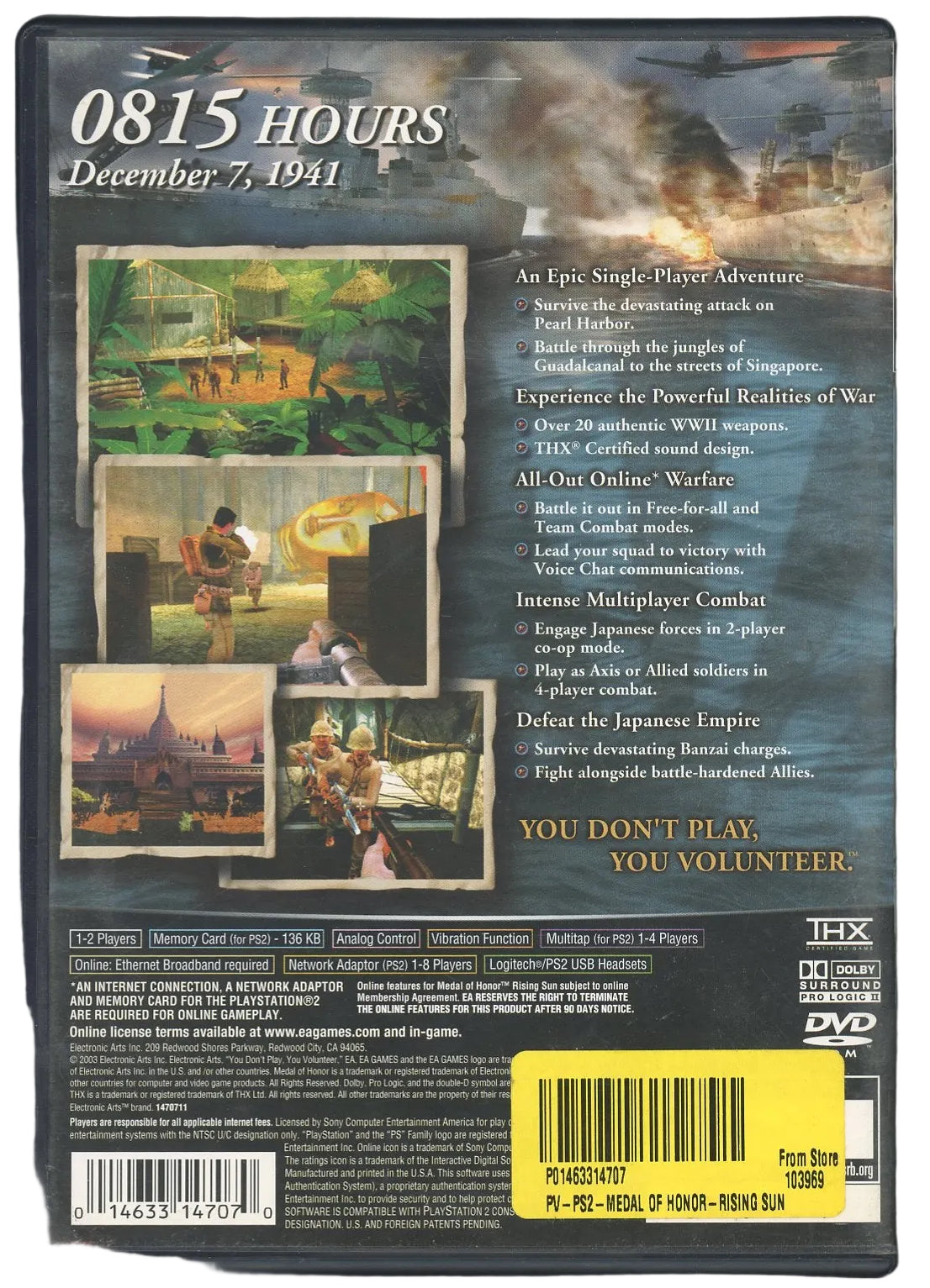 Playstation 2: Medal of Honor: Rising Sun-(CIB)