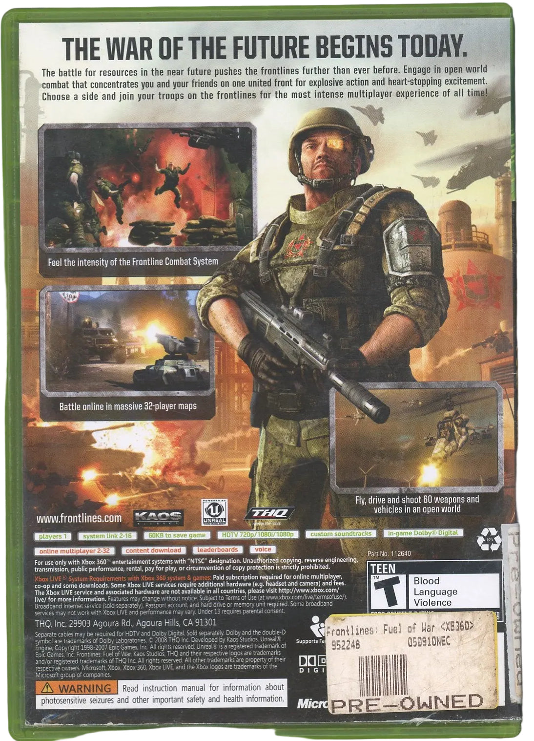 XBOX 360: Frontlines: Fuel of War-(CIB)