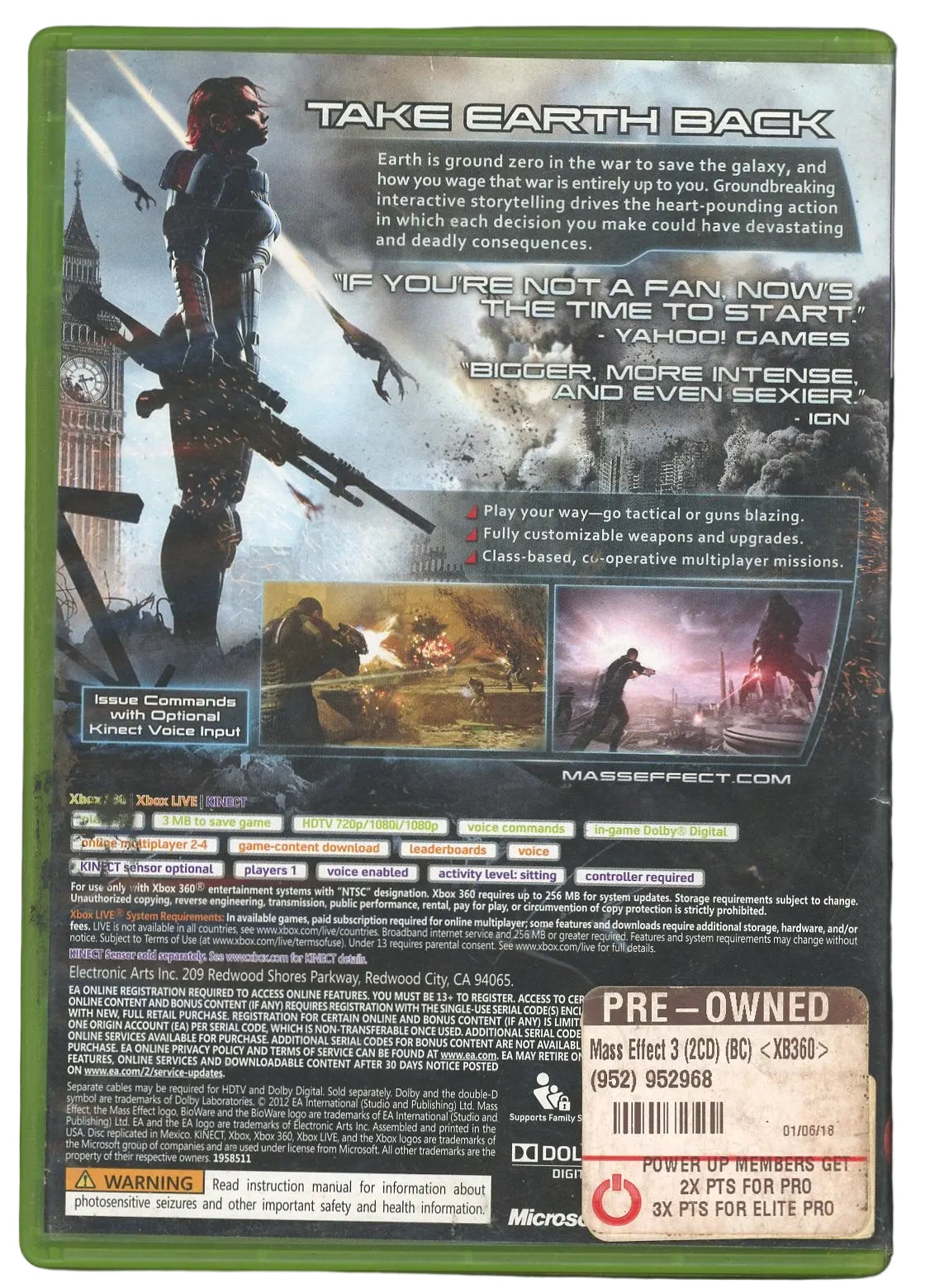 XBOX 360: Mass Effect 3-(CIB)