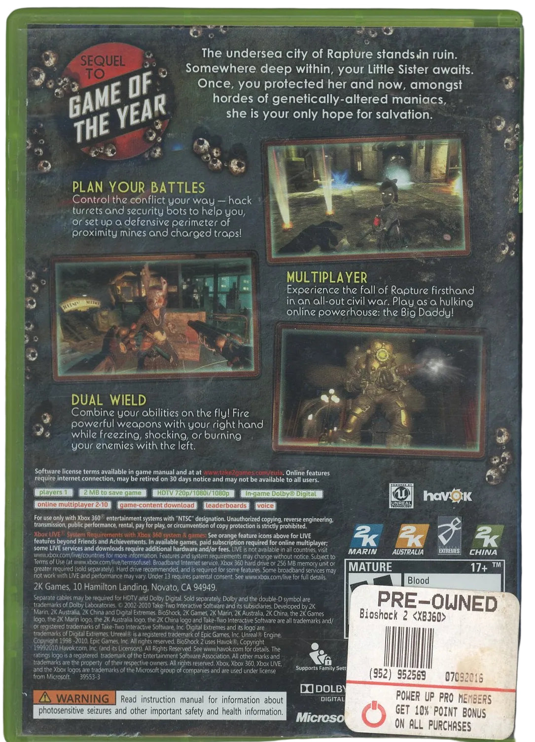 XBOX 360: Bioshock 2-(CIB)