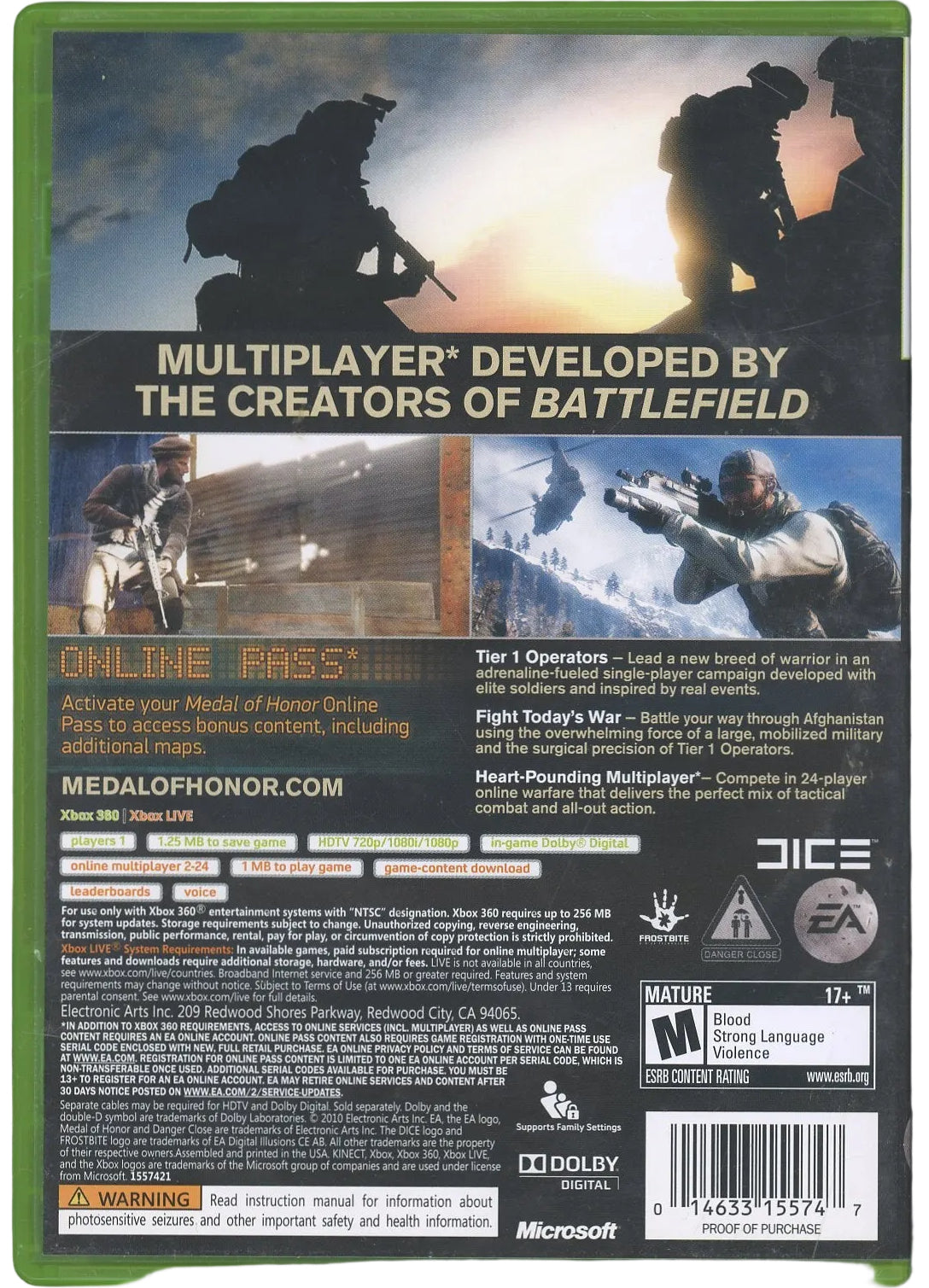 XBOX 360: Medal of Honor-(CIB)