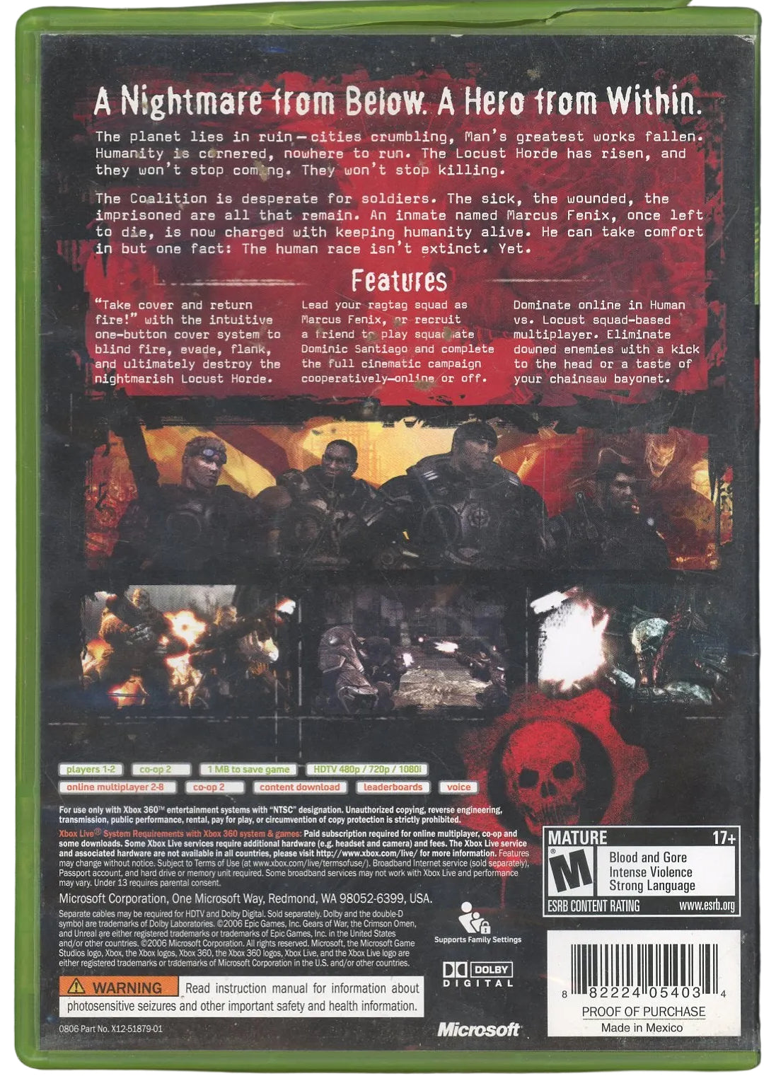 XBOX 360: Gears of War- (CIB)