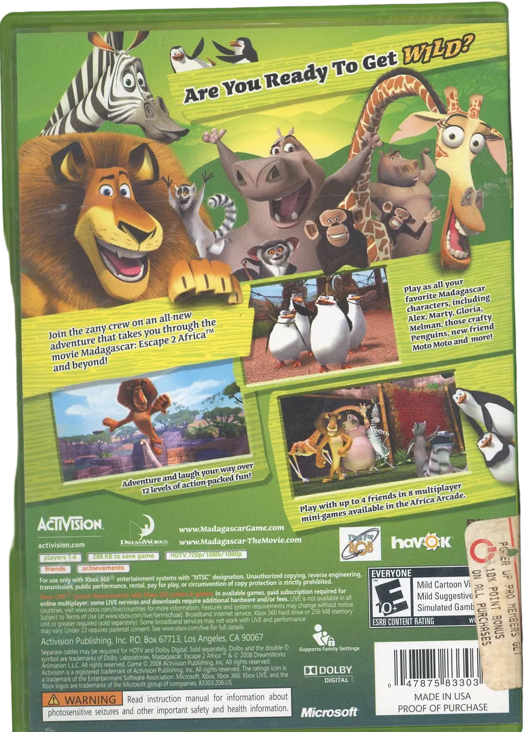XBOX 360: Madagascar: Escape 2 Africa-(CIB)