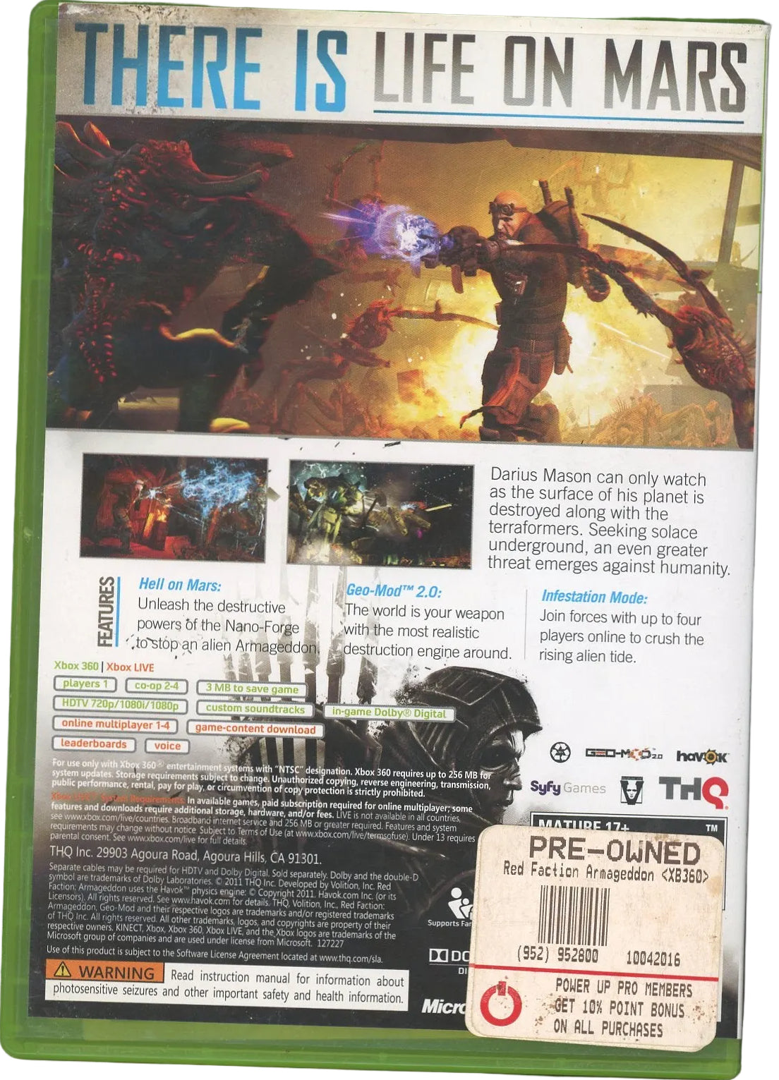 XBOX 360: Red Faction: Armagedon-(CIB)