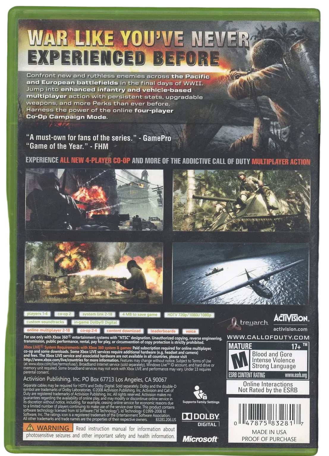 XBOX 360: Call of Duty: World at War-(CIB)