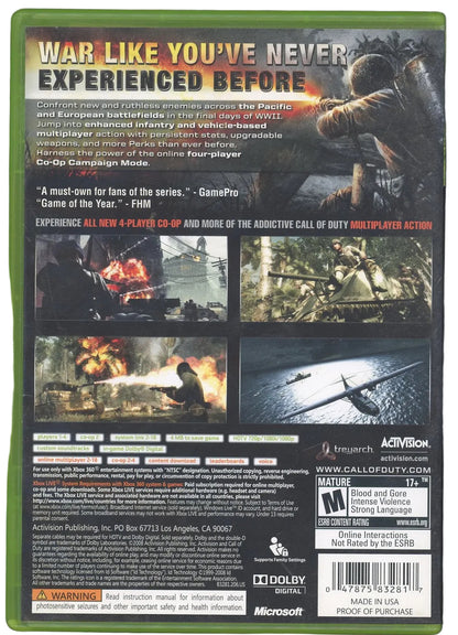 XBOX 360: Call of Duty: World at War-(CIB)