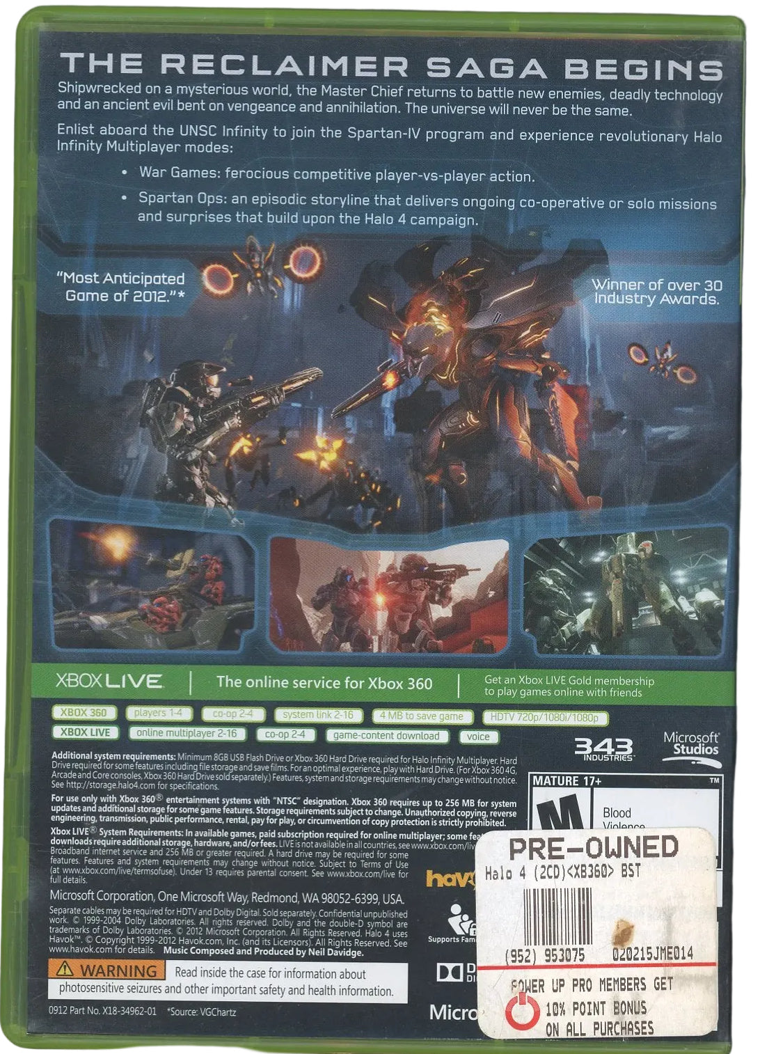 XBOX 360: Halo 4-(CIB)