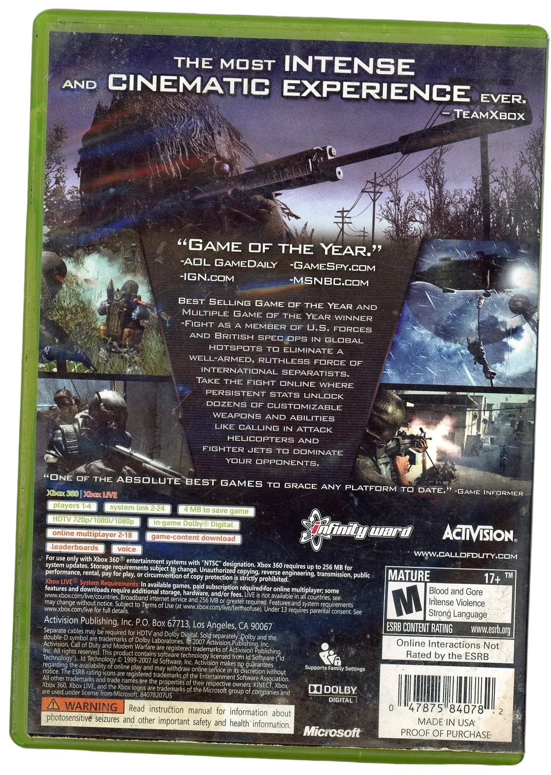 XBOX 360: Call of Duty 4: Modern Warfare