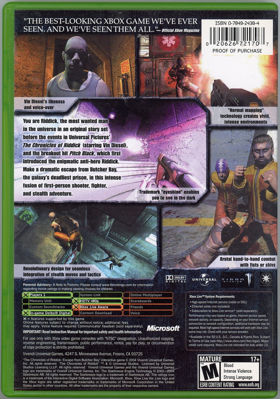 XBOX: The Chronicles of Riddick (CIB)