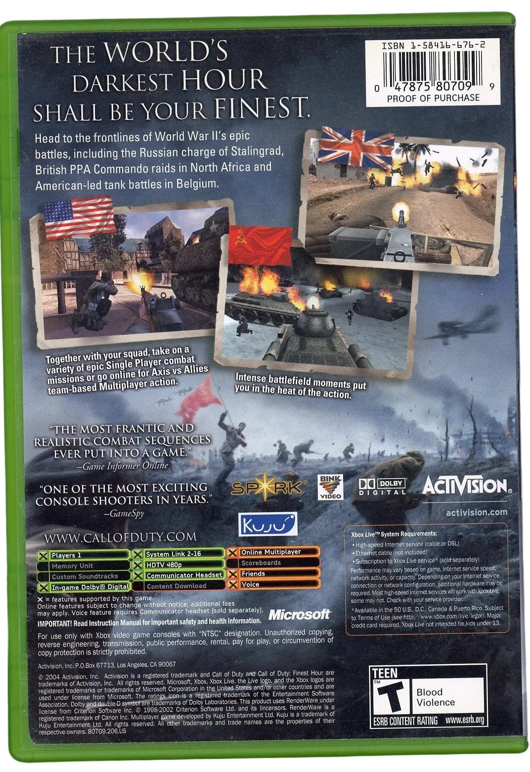 XBOX: Call of Duty: Finest Hour