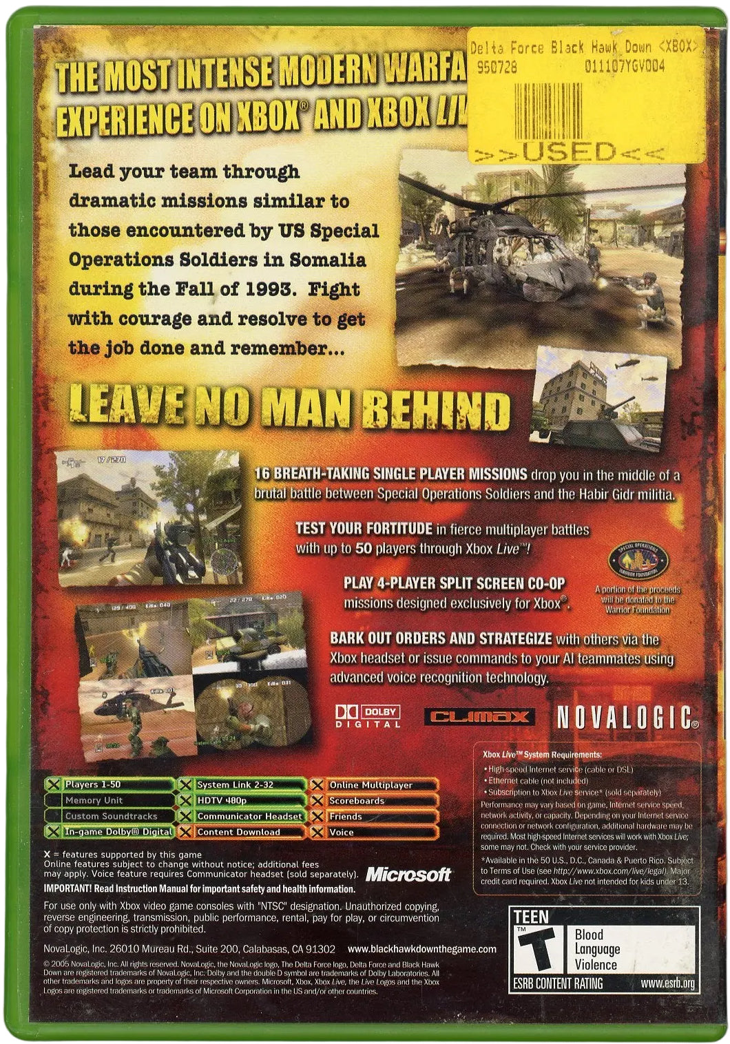 XBOX: Delta Force: Black Hawk Down (CIB)