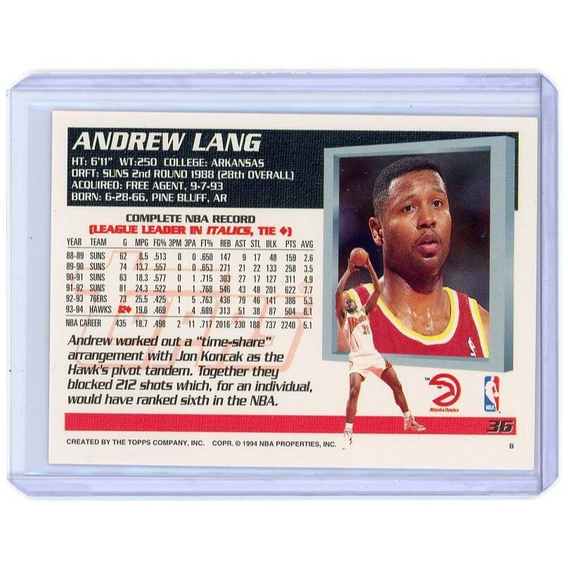 1994-95 Atlanta Hawks Andrew Lang Topps #36