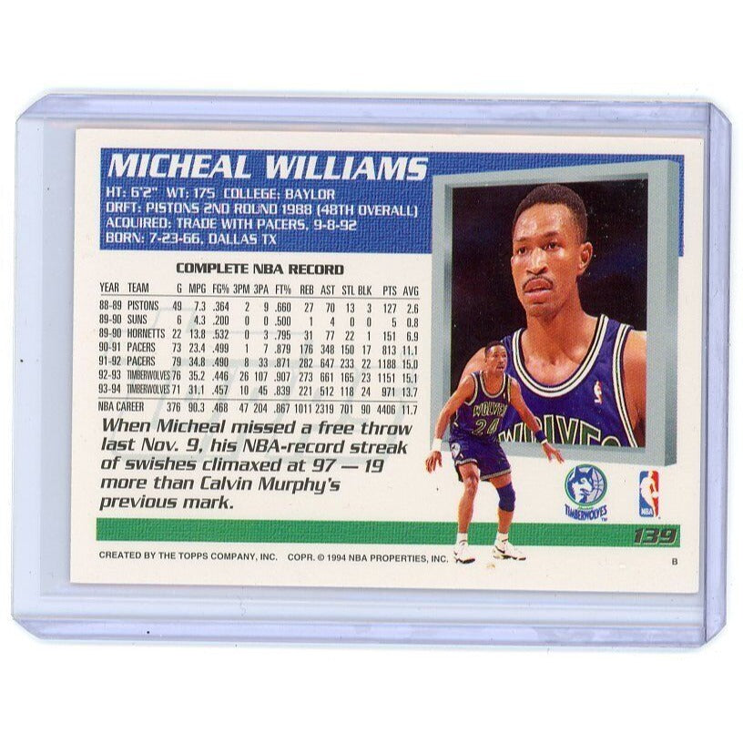 1994-95 Minnesota Timberwolves Michael Williams Topps #139