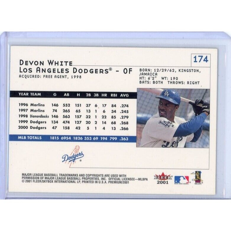 2001 Los Angeles Dodgers Devon White Fleer Premium #174