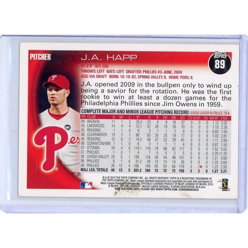 2010 Philadelphia Phillies J.A. Happ Topps #89