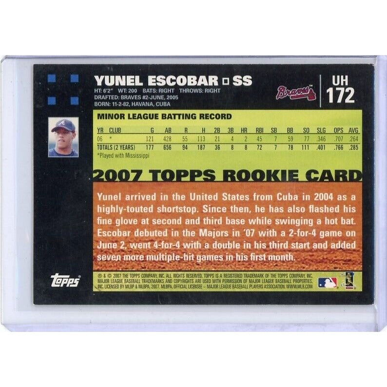 2007 Atlanta Braves Yunel Escobar Topps Updates & Highlights #UH172