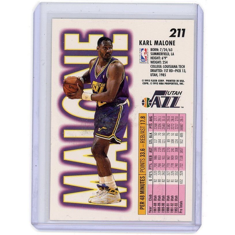 1993-94 Utah Jazz Karl Malone Fleer #211