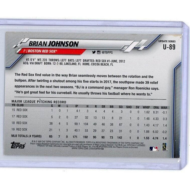 2020 Boston Red Sox Brian Johnson Topps Update #U-89