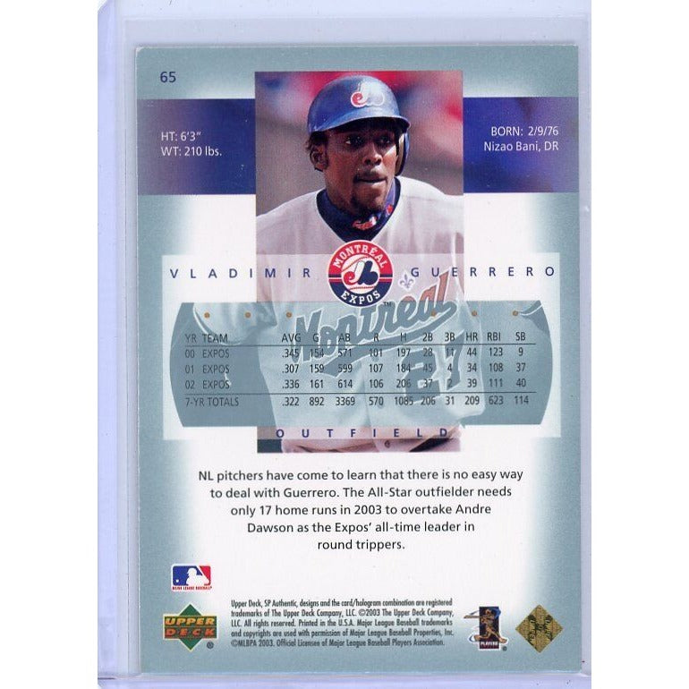 2003 Montreal Expos Vladimir Guerrero Upper Deck SP Authentic #65