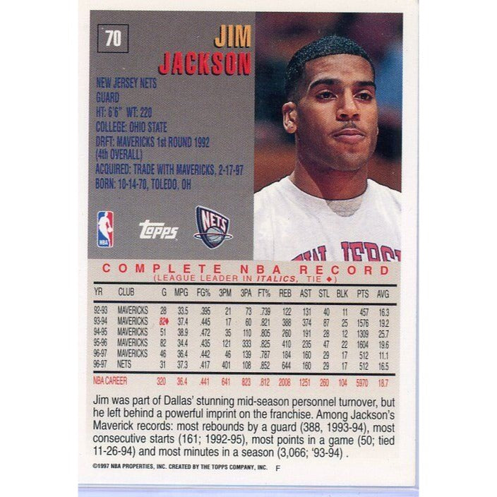 1997-98 New Jersey Nets Jim Jackson Topps #70