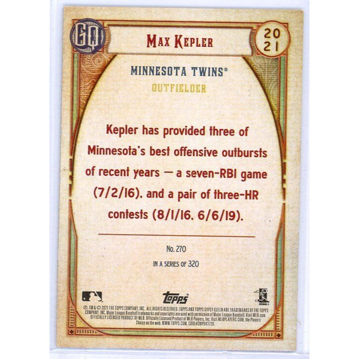 2021 Minnesota Twins Max Kepler Topps Gypsy Queen #270