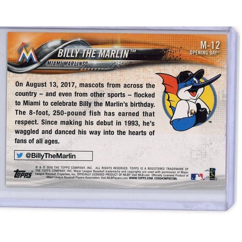 2018 Miami Marlins Billy the Marlin Topps Opening Day Mascots #M-12