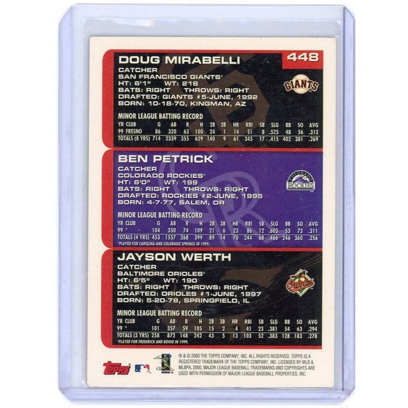 2000 Prospects Doug Mirabelli / Ben Petrick / Jayson Werth Topps #448