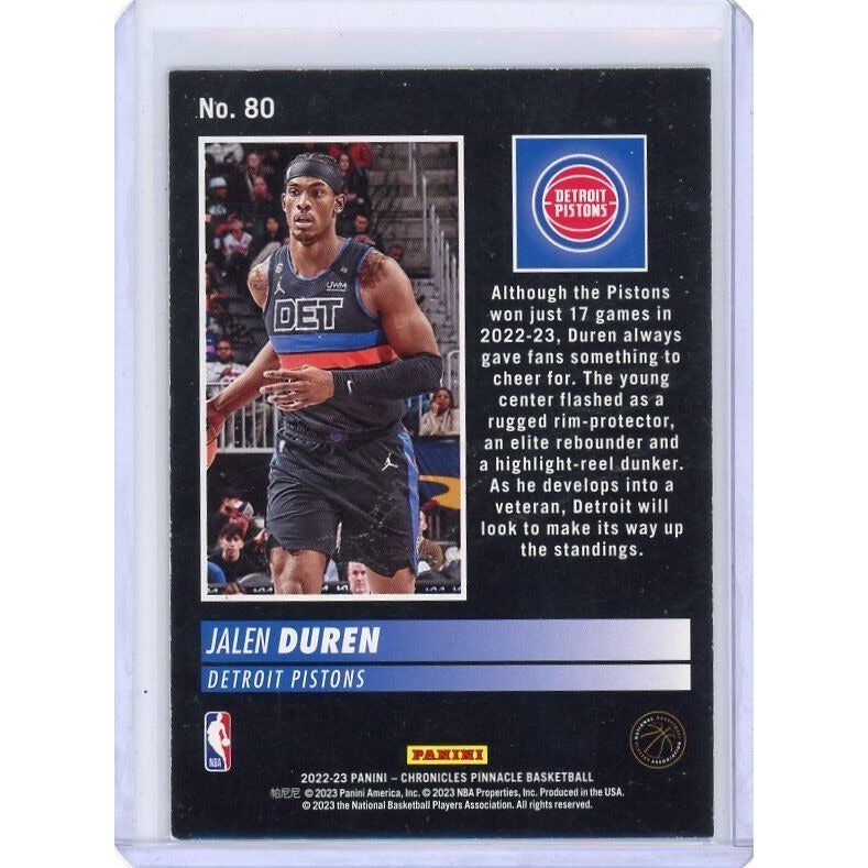 2022-23 Detroit Pistons Jalen Duren Panini Chronicles #80