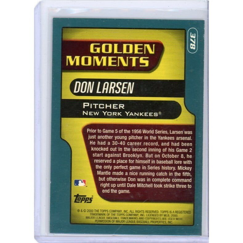 2001 New York Yankees Don Larsen Topps Golden Moments #378