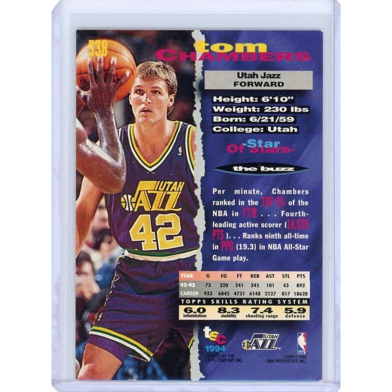 1993-94 Utah Jazz Tom Chambers Stadium Club #338