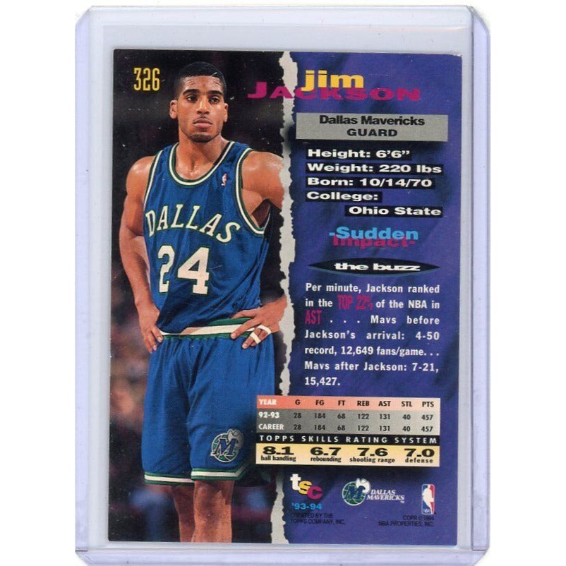 1993-94 Dallas Mavericks Jim Jackson Stadium Club #326