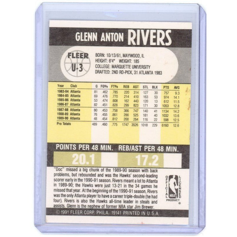 1990-91 Atlanta Hawks Glenn Rivers Fleer Update #U-3