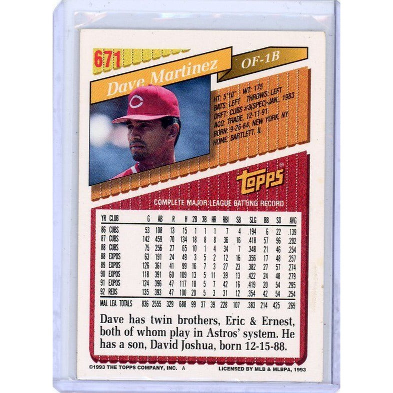 1993 Cincinnati Reds Dave Martinez Topps Inaugural Rockies #671