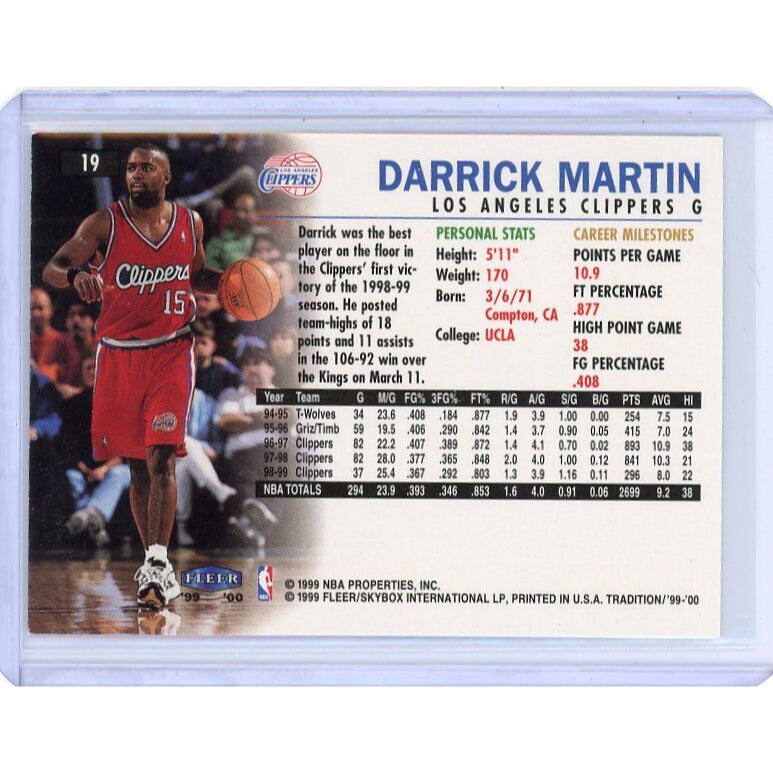 1999-00 Los Angeles Clippers Darrick Martin Fleer Tradition #19